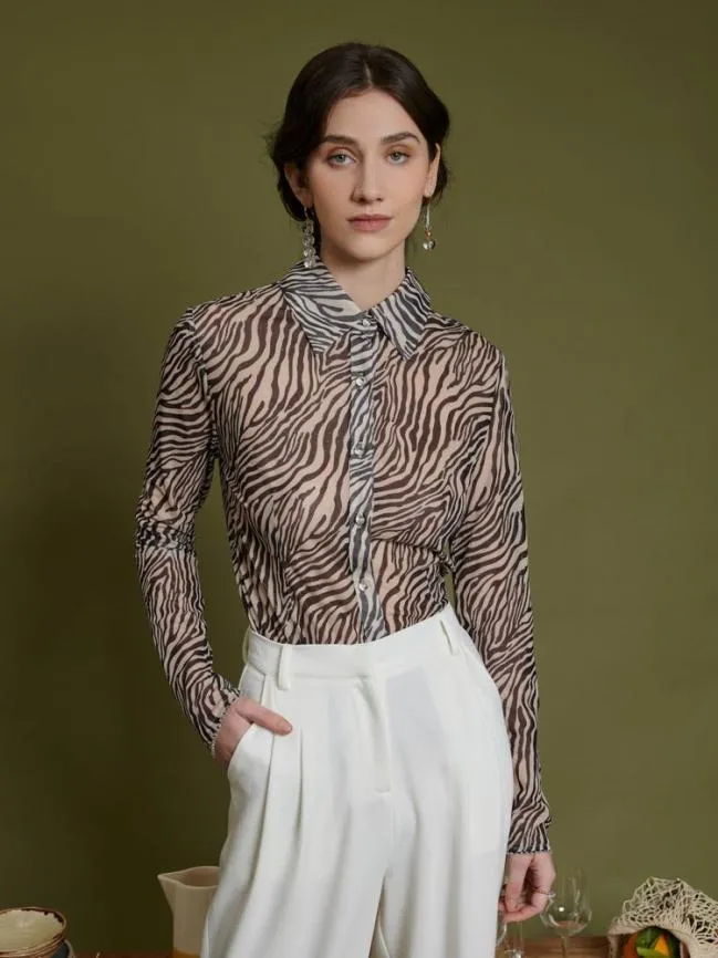 Womenswear Ghospell Elise Mesh Shirt Rosewood Brown Sister Jane