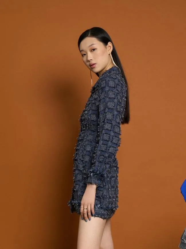 Womenswear Ghospell Esther Fray Mini Dress Blue Navy Sister Jane Womenswear Ghospell Esther Fray Mini Dress Blue Navy Sister Jane