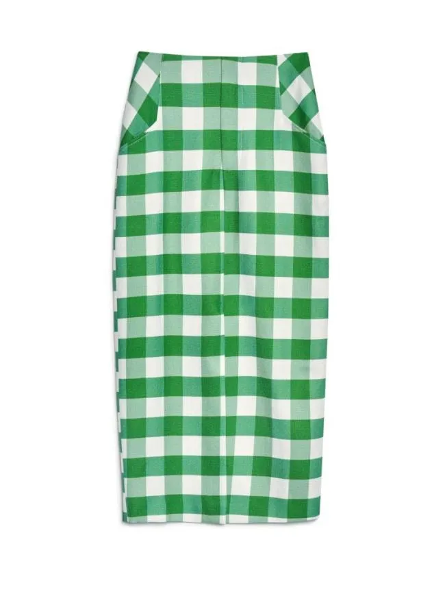 Womenswear Ghospell Leona Check Midi Skirt Fern Green Sister Jane Womenswear Ghospell Leona Check Midi Skirt Fern Green Sister Jane