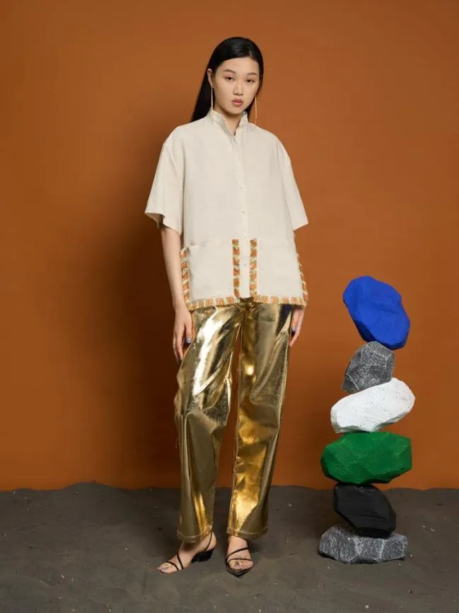 Womenswear Ghospell Liana Fray Pocket Shirt Almond Cream Sister Jane Womenswear Ghospell Liana Fray Pocket Shirt Almond Cream Sister Jane