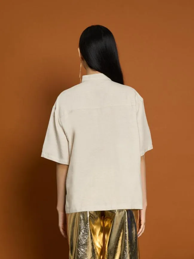 Womenswear Ghospell Liana Fray Pocket Shirt Almond Cream Sister Jane Womenswear Ghospell Liana Fray Pocket Shirt Almond Cream Sister Jane