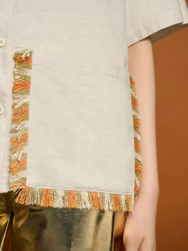 Womenswear Ghospell Liana Fray Pocket Shirt Almond Cream Sister Jane Womenswear Ghospell Liana Fray Pocket Shirt Almond Cream Sister Jane