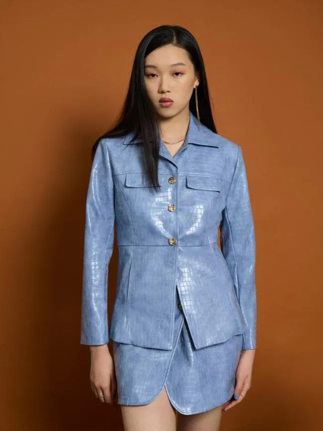 Womenswear Ghospell Nix PU Jacket Stone Blue Sister Jane