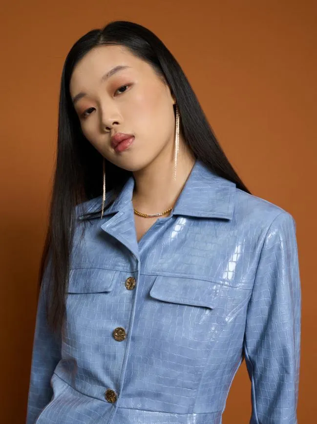 Womenswear Ghospell Nix PU Jacket Stone Blue Sister Jane Womenswear Ghospell Nix PU Jacket Stone Blue Sister Jane
