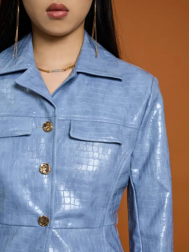 Womenswear Ghospell Nix PU Jacket Stone Blue Sister Jane Womenswear Ghospell Nix PU Jacket Stone Blue Sister Jane
