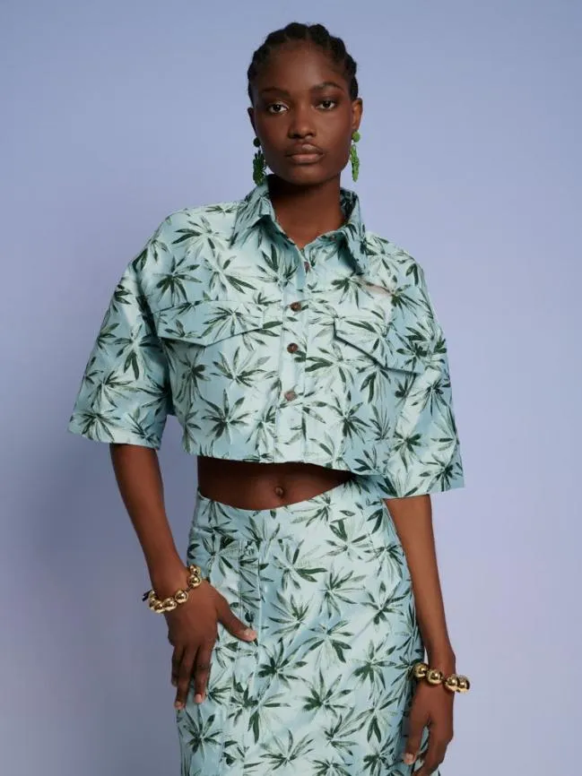 Womenswear Ghospell Palmer Button Cropped Shirt Celadon Green Sister Jane