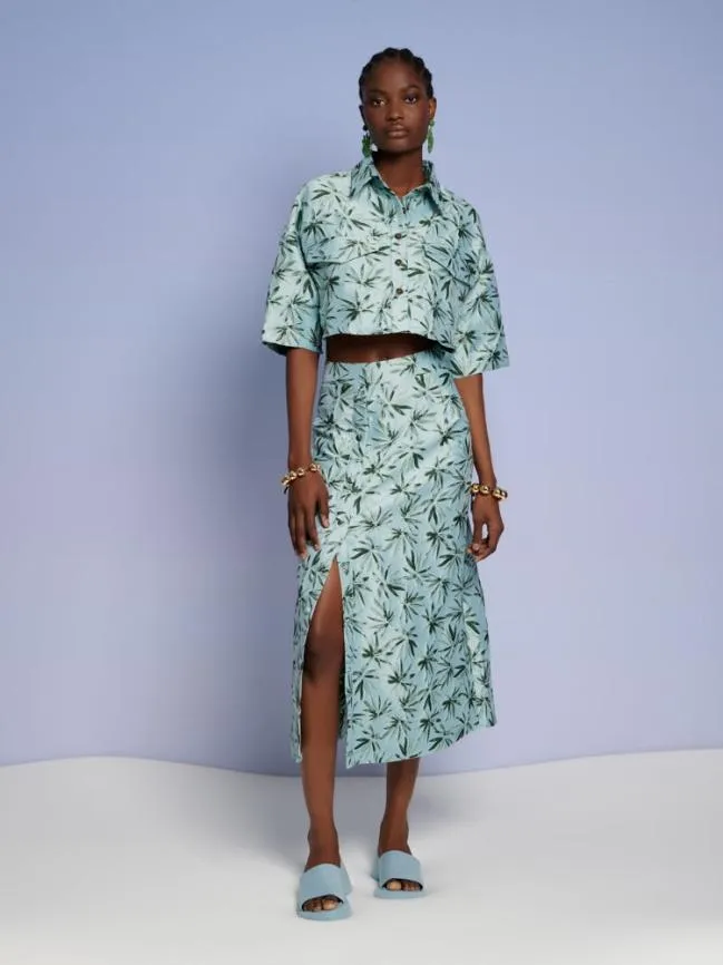 Womenswear Ghospell Palmer Button Cropped Shirt Celadon Green Sister Jane Womenswear Ghospell Palmer Button Cropped Shirt Celadon Green Sister Jane