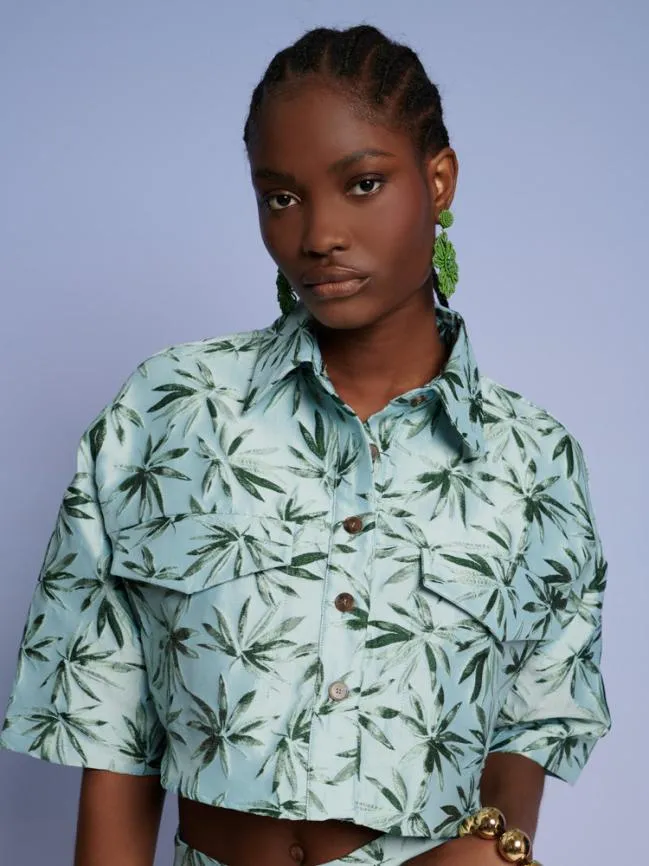 Womenswear Ghospell Palmer Button Cropped Shirt Celadon Green Sister Jane Womenswear Ghospell Palmer Button Cropped Shirt Celadon Green Sister Jane