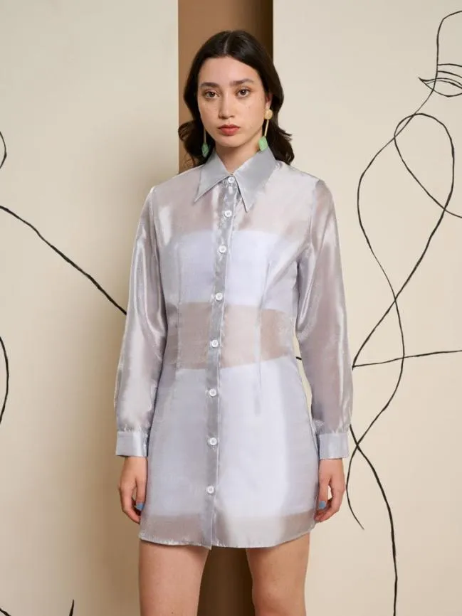 Womenswear Ghospell Regan Sheer Shirt Dress Peacock Blue Sister Jane