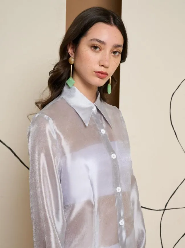 Womenswear Ghospell Regan Sheer Shirt Dress Peacock Blue Sister Jane Womenswear Ghospell Regan Sheer Shirt Dress Peacock Blue Sister Jane