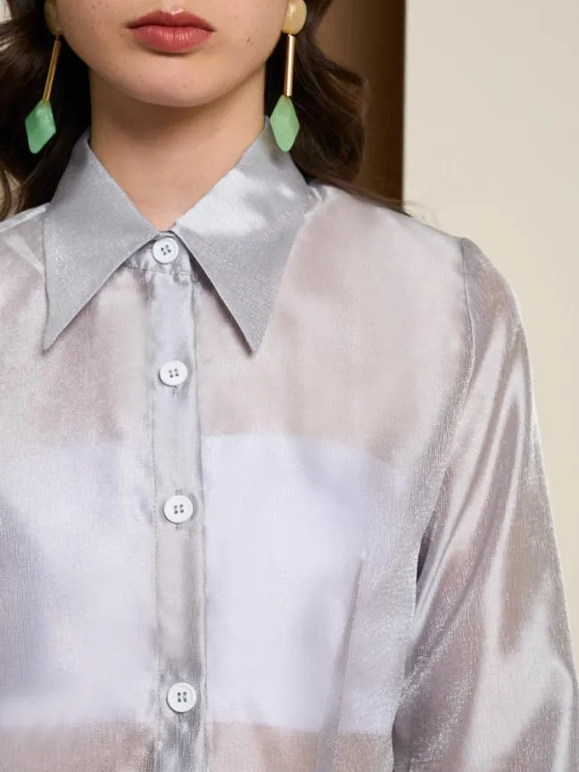 Womenswear Ghospell Regan Sheer Shirt Dress Peacock Blue Sister Jane Womenswear Ghospell Regan Sheer Shirt Dress Peacock Blue Sister Jane