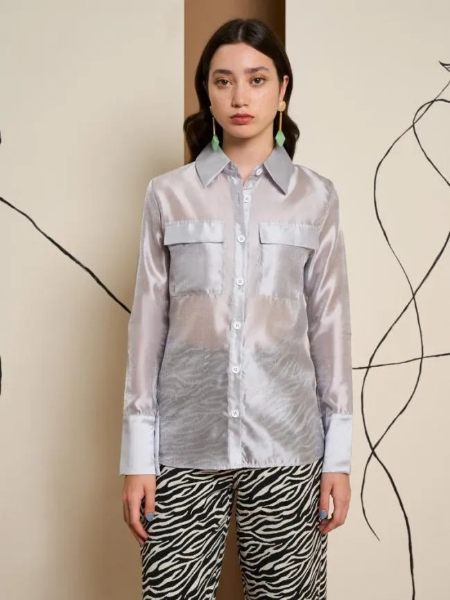 Womenswear Ghospell Regan Sheer Shirt Silver Sister Jane