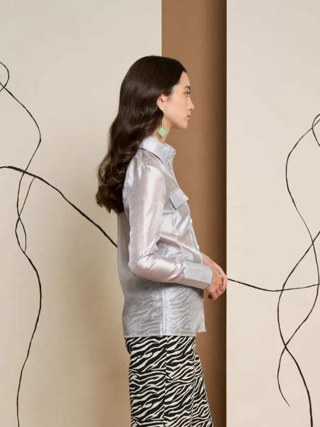Womenswear Ghospell Regan Sheer Shirt Silver Sister Jane Womenswear Ghospell Regan Sheer Shirt Silver Sister Jane