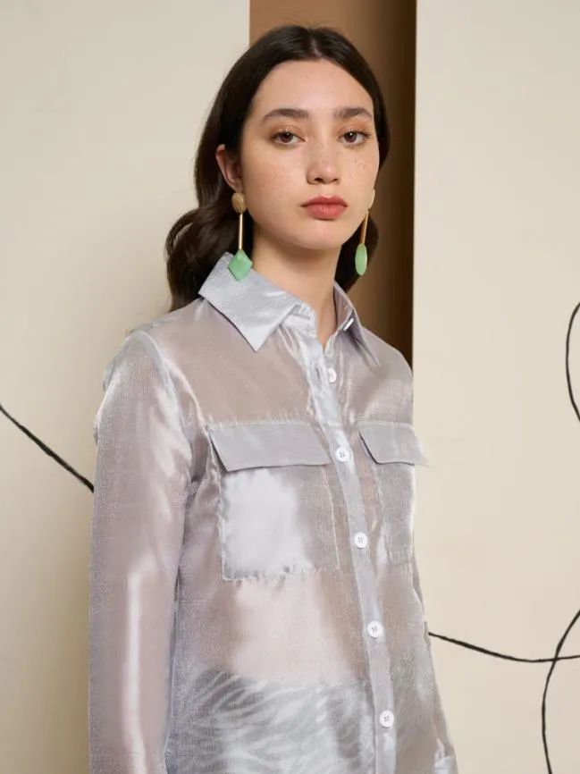 Womenswear Ghospell Regan Sheer Shirt Silver Sister Jane Womenswear Ghospell Regan Sheer Shirt Silver Sister Jane