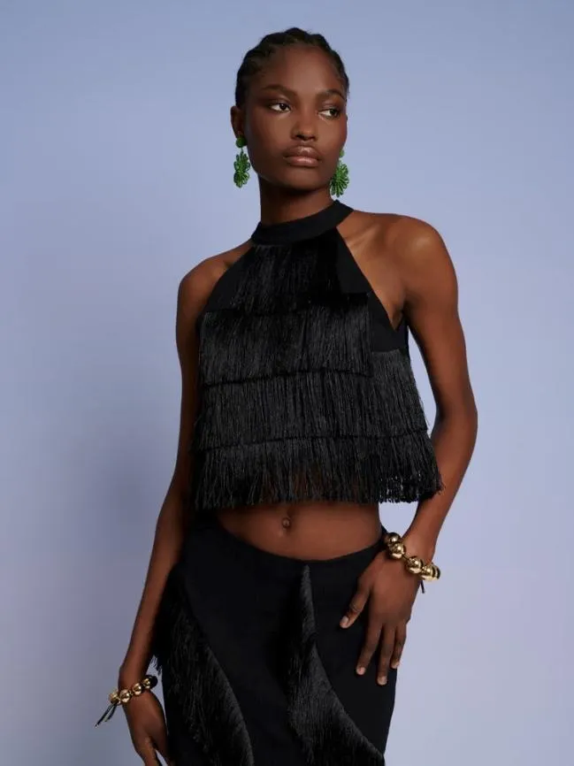 Womenswear Ghospell Winnie Fringe Top Coal Black Sister Jane