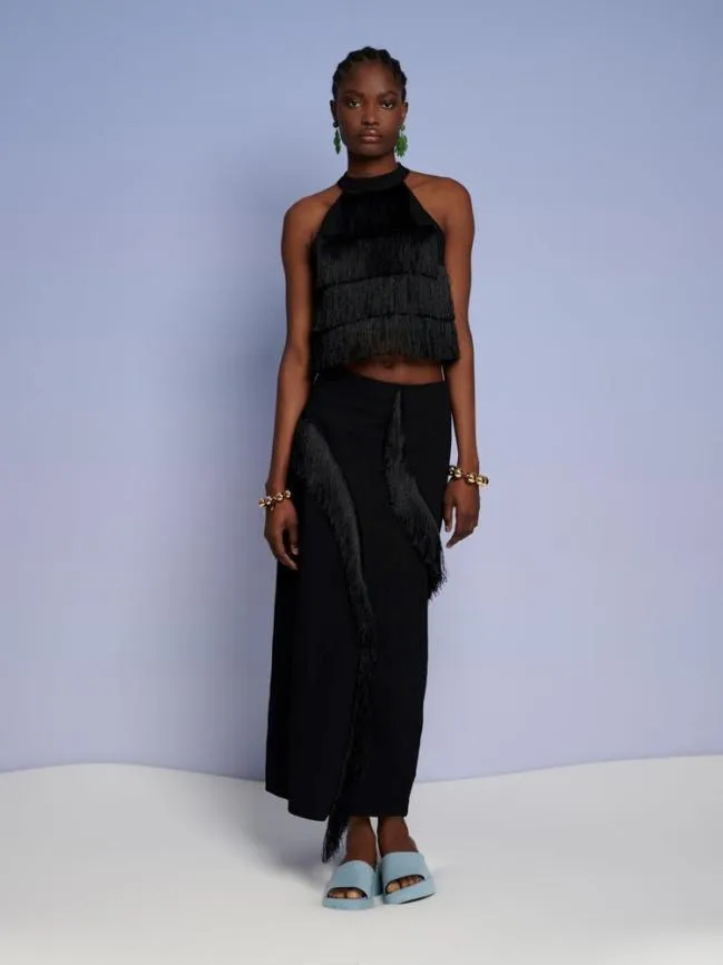 Womenswear Ghospell Winnie Fringe Top Coal Black Sister Jane Womenswear Ghospell Winnie Fringe Top Coal Black Sister Jane