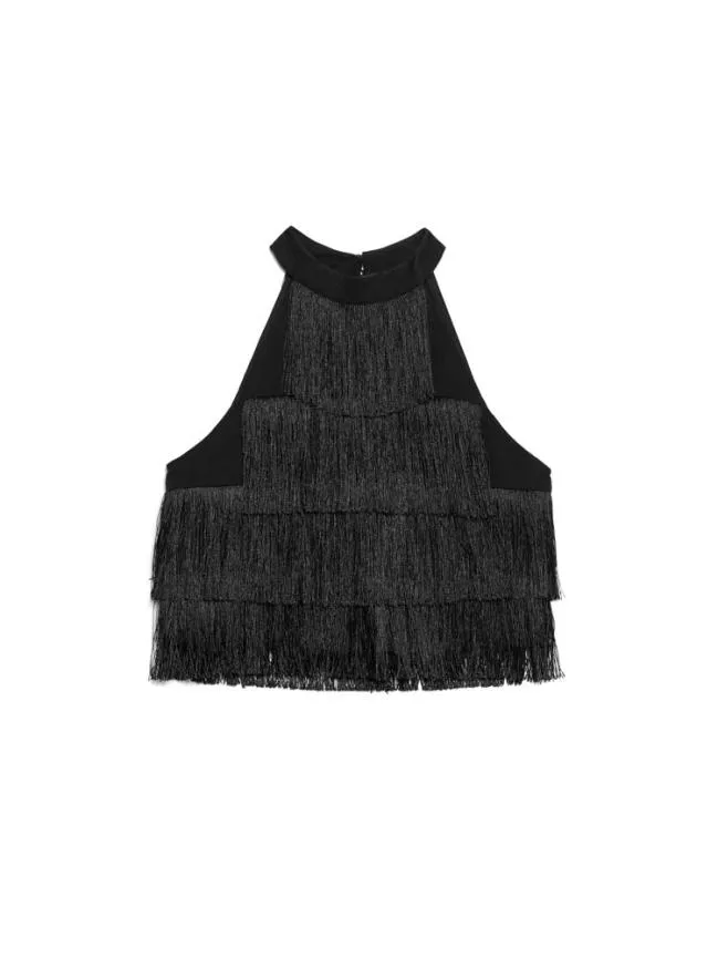 Womenswear Ghospell Winnie Fringe Top Coal Black Sister Jane Womenswear Ghospell Winnie Fringe Top Coal Black Sister Jane