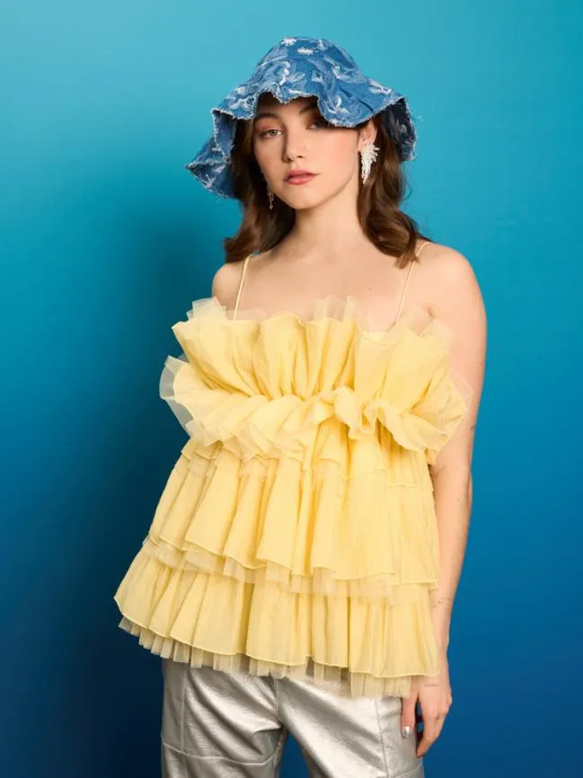 Womenswear Koi Ruffle Cami Top Pale Yellow Sister Jane