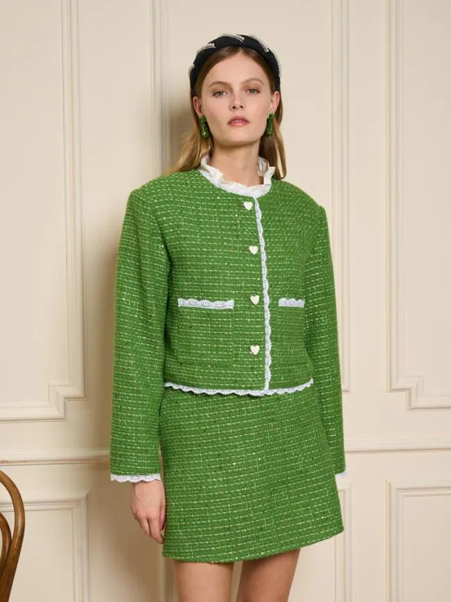 Womenswear Macaron Tweed Jacket Grass Green Sister Jane