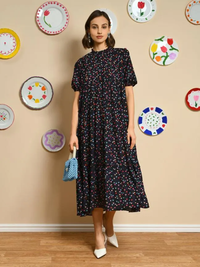 Womenswear Night Bloom Tiered Dress Black Sister Jane