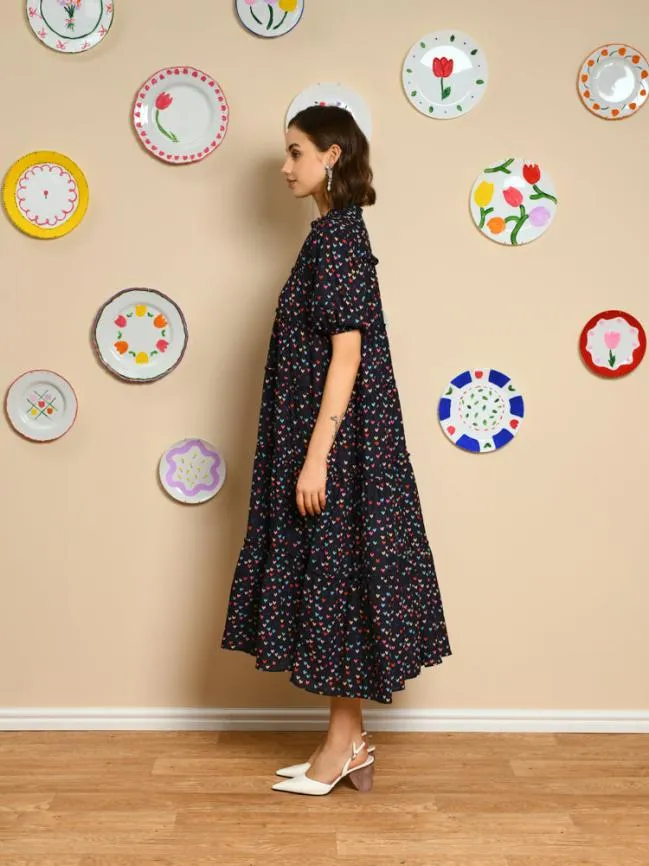 Womenswear Night Bloom Tiered Dress Black Sister Jane Womenswear Night Bloom Tiered Dress Black Sister Jane