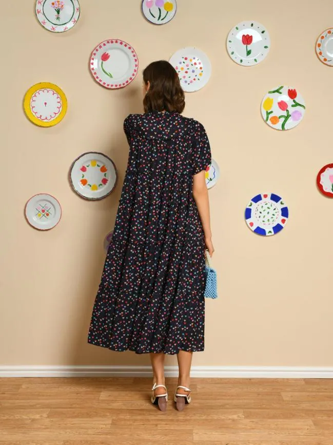 Womenswear Night Bloom Tiered Dress Black Sister Jane Womenswear Night Bloom Tiered Dress Black Sister Jane
