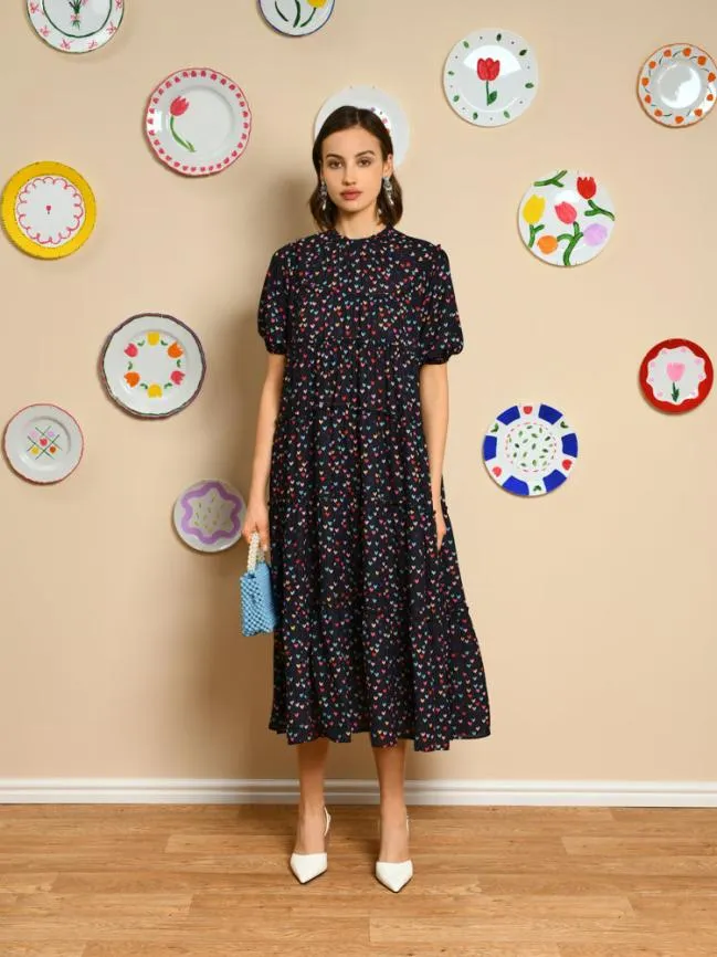 Womenswear Night Bloom Tiered Dress Black Sister Jane Womenswear Night Bloom Tiered Dress Black Sister Jane