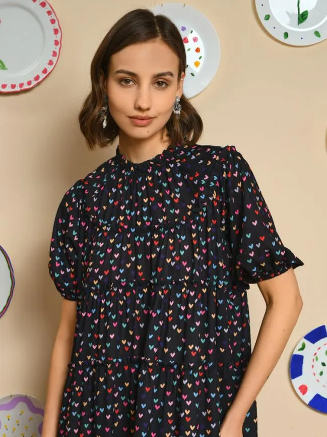 Womenswear Night Bloom Tiered Dress Black Sister Jane Womenswear Night Bloom Tiered Dress Black Sister Jane
