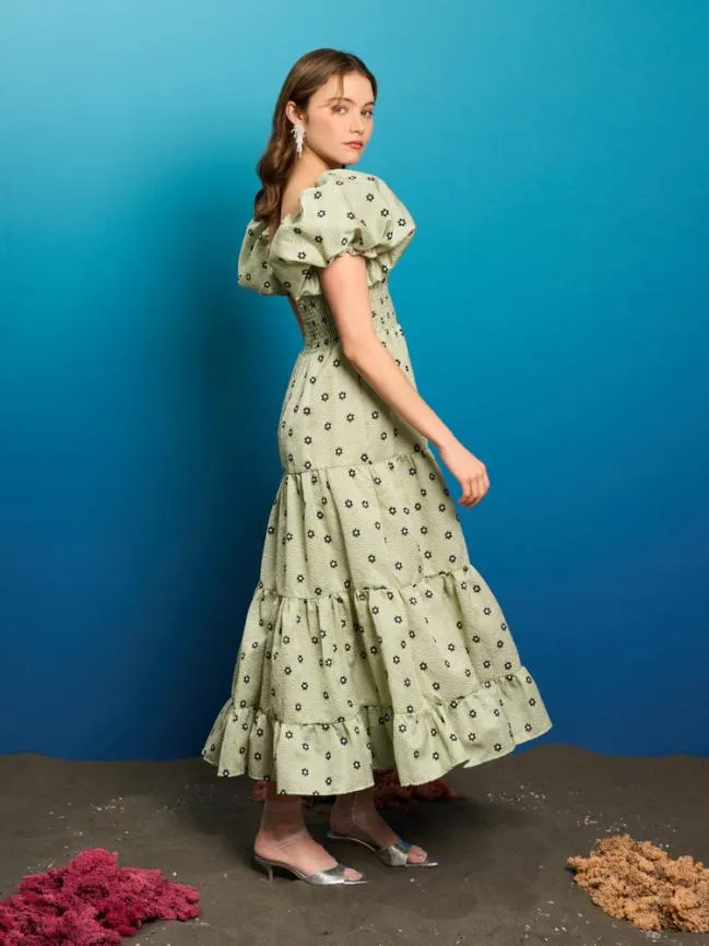 Womenswear Pompano Jacquard Midi Dress Sage Green Sister Jane Womenswear Pompano Jacquard Midi Dress Sage Green Sister Jane