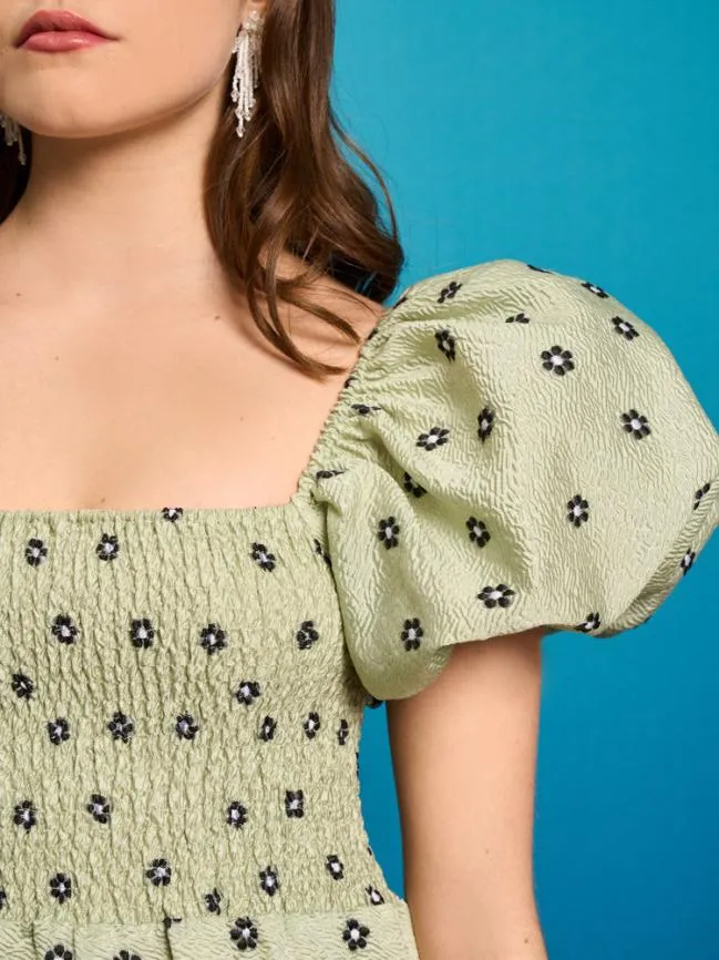 Womenswear Pompano Jacquard Midi Dress Sage Green Sister Jane Womenswear Pompano Jacquard Midi Dress Sage Green Sister Jane