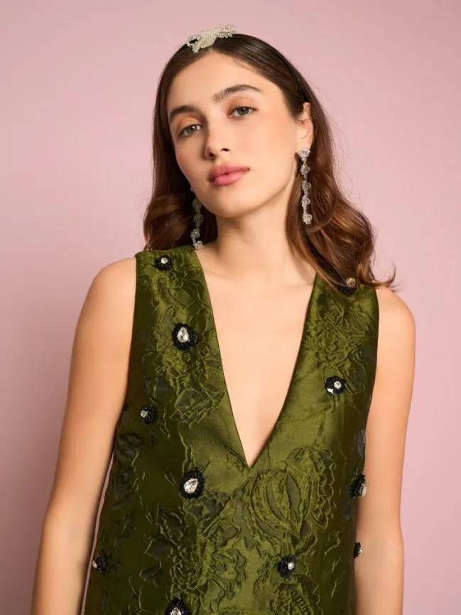 Womenswear Priya Jacquard Mini Dress Treetop Green Sister Jane Womenswear Priya Jacquard Mini Dress Treetop Green Sister Jane