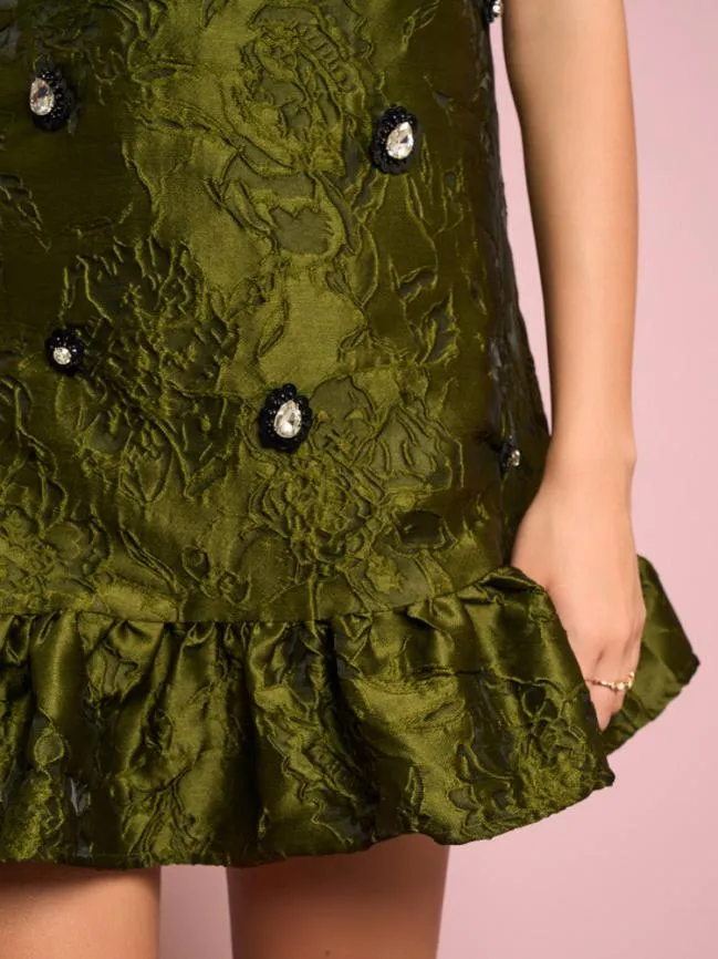 Womenswear Priya Jacquard Mini Dress Treetop Green Sister Jane Womenswear Priya Jacquard Mini Dress Treetop Green Sister Jane
