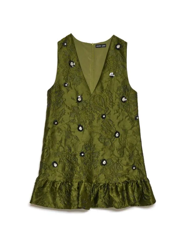 Womenswear Priya Jacquard Mini Dress Treetop Green Sister Jane Womenswear Priya Jacquard Mini Dress Treetop Green Sister Jane