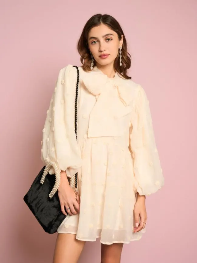 Womenswear Sunstone Bow Mini Dress Pearled Cream Sister Jane
