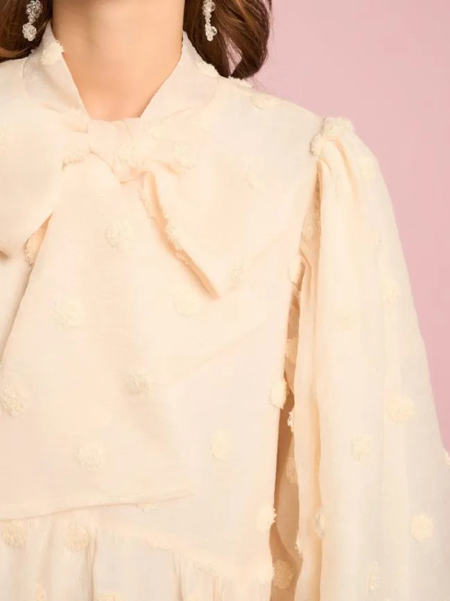 Womenswear Sunstone Bow Mini Dress Pearled Cream Sister Jane Womenswear Sunstone Bow Mini Dress Pearled Cream Sister Jane