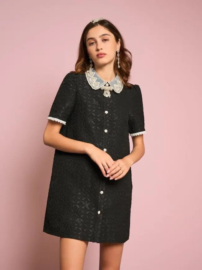 Womenswear Surya Jacquard Mini Dress Coal Black Sister Jane