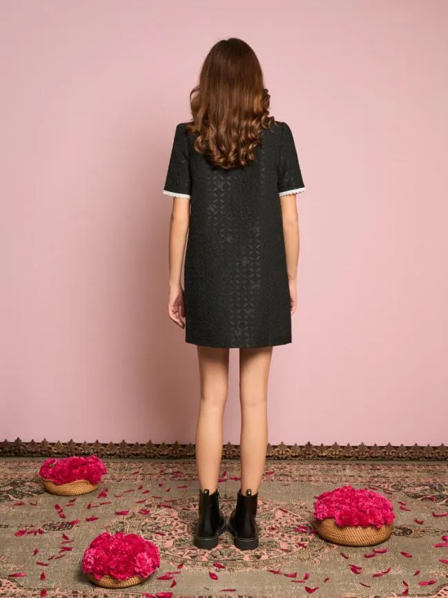 Womenswear Surya Jacquard Mini Dress Coal Black Sister Jane Womenswear Surya Jacquard Mini Dress Coal Black Sister Jane