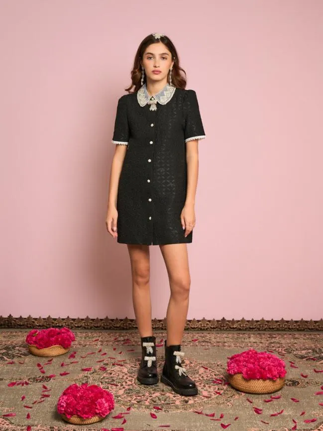 Womenswear Surya Jacquard Mini Dress Coal Black Sister Jane Womenswear Surya Jacquard Mini Dress Coal Black Sister Jane