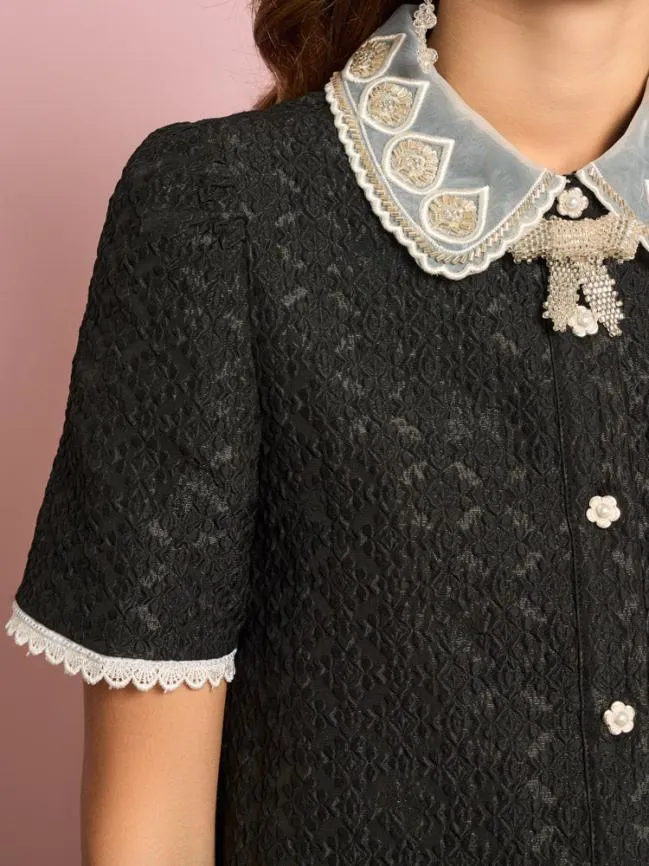 Womenswear Surya Jacquard Mini Dress Coal Black Sister Jane Womenswear Surya Jacquard Mini Dress Coal Black Sister Jane