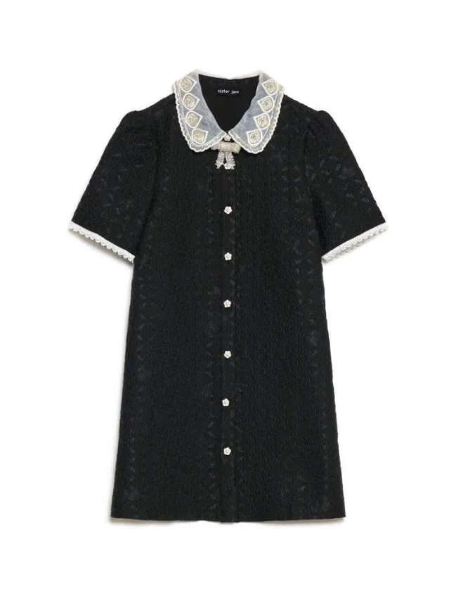 Womenswear Surya Jacquard Mini Dress Coal Black Sister Jane Womenswear Surya Jacquard Mini Dress Coal Black Sister Jane