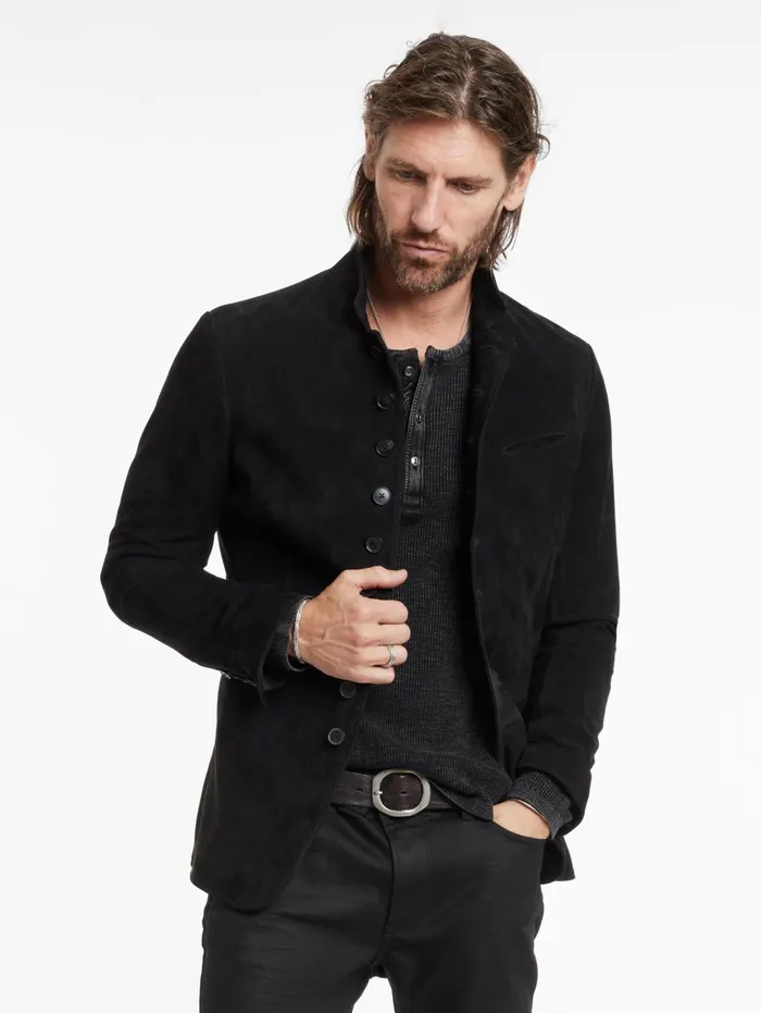WOODWARD MULTIBUTTON JACKET Black Men John Varvatos Leather Jackets