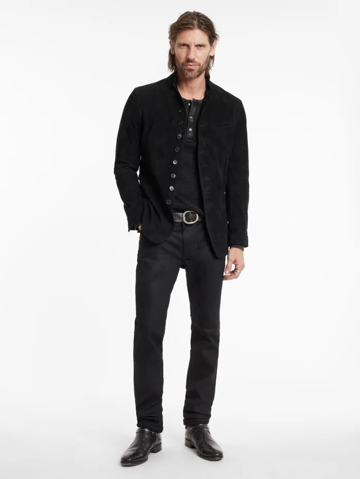 WOODWARD MULTIBUTTON JACKET Black Men John Varvatos Leather Jackets