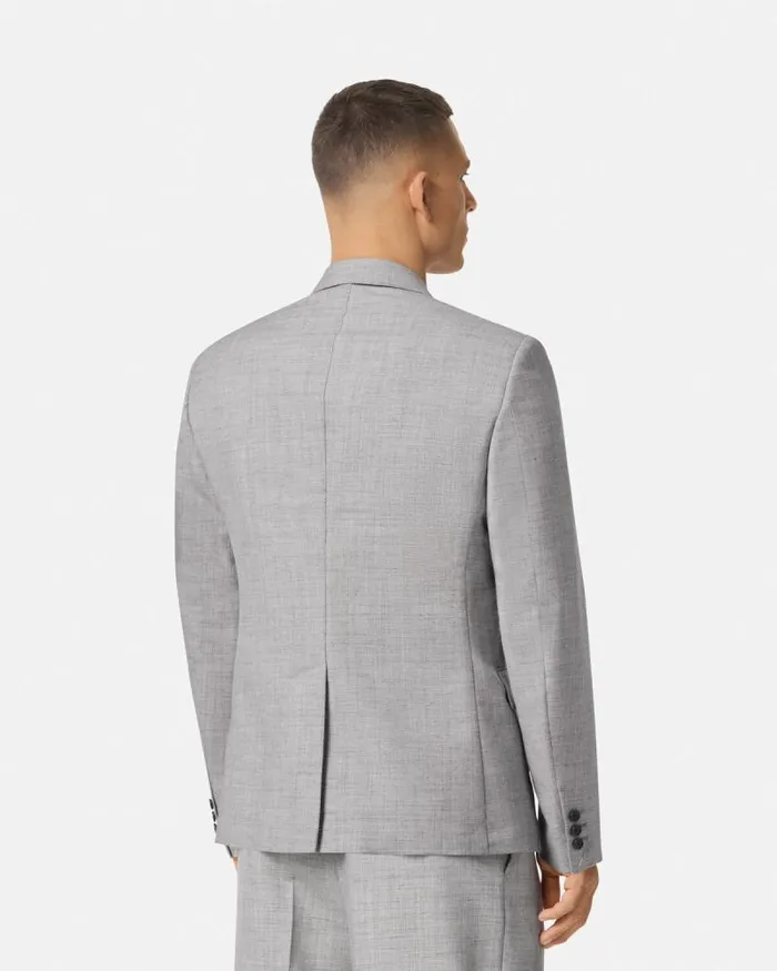 WoolBlend DoubleBreasted Blazer Gray Men Versace Blazers and Suits