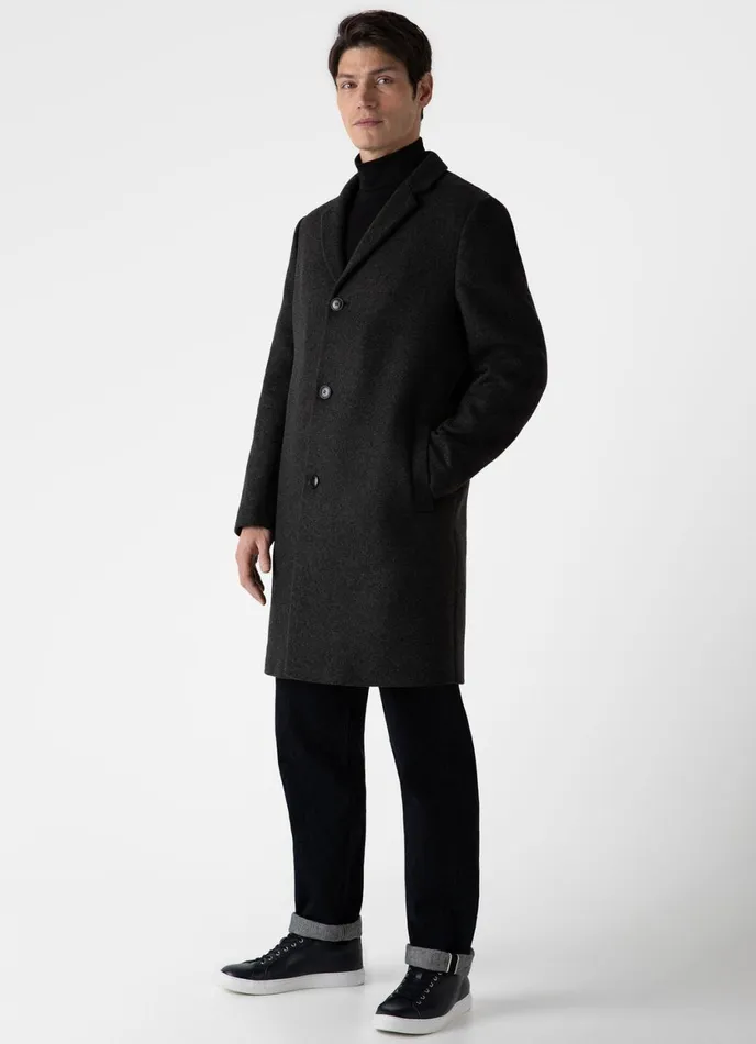 Wool Cashmere Overcoat Charcoal Melange Men SUNSPEL Jackets and Coats