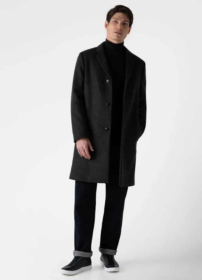 Wool Cashmere Overcoat Charcoal Melange Men SUNSPEL Jackets and Coats