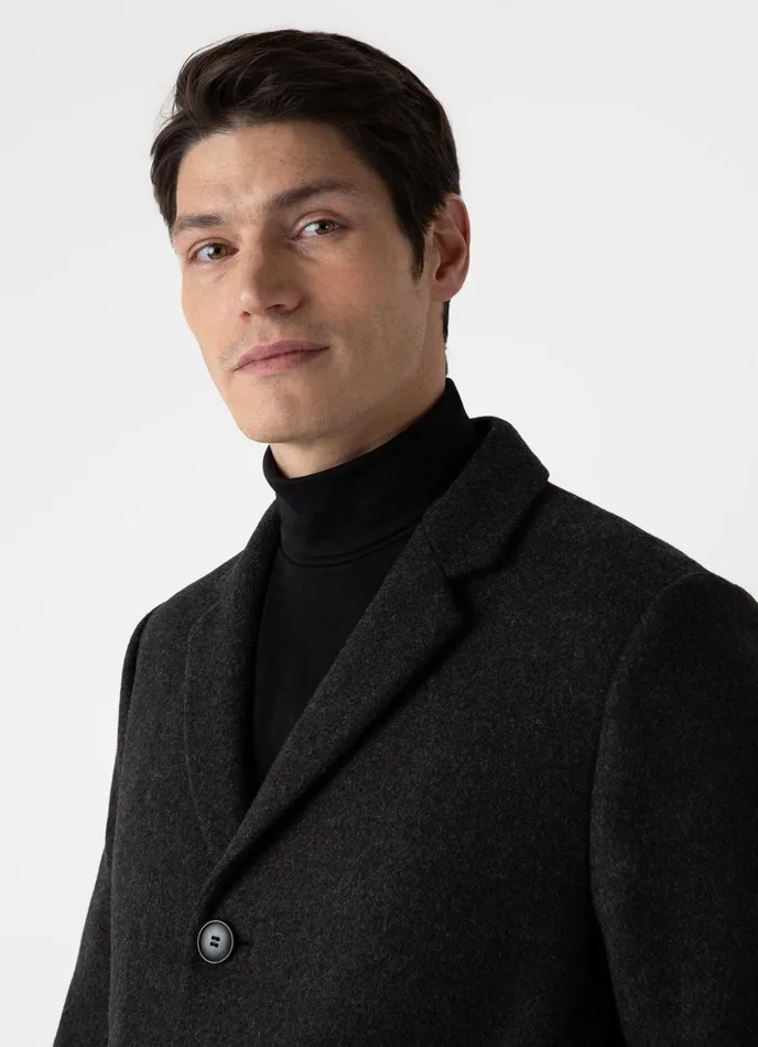Wool Cashmere Overcoat Charcoal Melange Men SUNSPEL Jackets and Coats