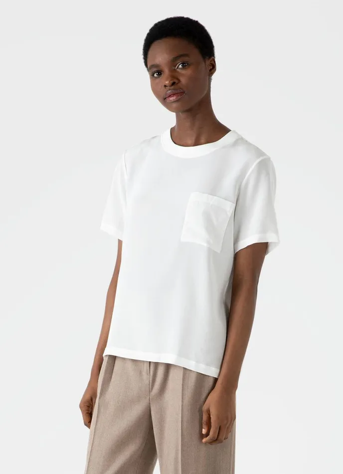 Woven Silk Tshirt Ecru Women SUNSPEL Tshirts and Tops