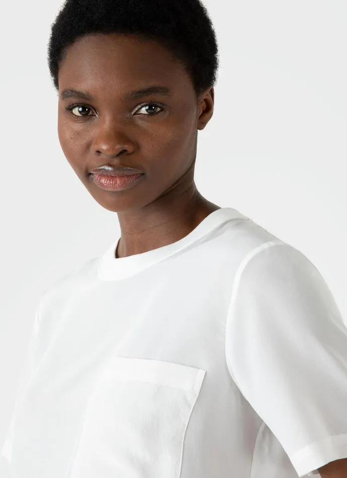Woven Silk Tshirt Ecru Women SUNSPEL Tshirts and Tops