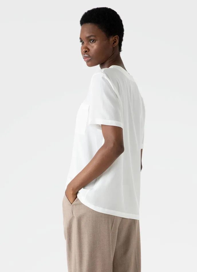 Woven Silk Tshirt Ecru Women SUNSPEL Tshirts and Tops