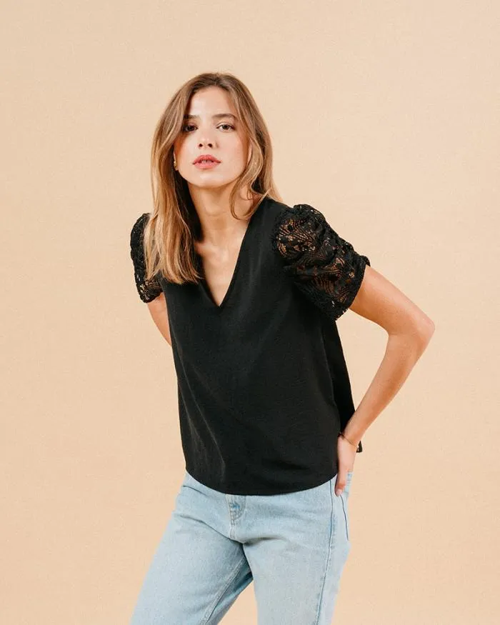 WOVEN TOP NOIR MAI Shop Grace and Mila Lace Tops